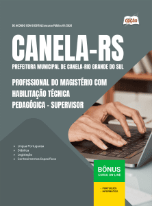 Apostila Prefeitura de Canela-RS em PDF 2026 - Profissional do Magistério com Habilitação Técnica Pedagógica - Supervisor
