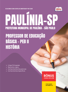 Apostila Prefeitura de Paulínia - SP em PDF 2026 - Professor de Educação Básica - PEB II - História
