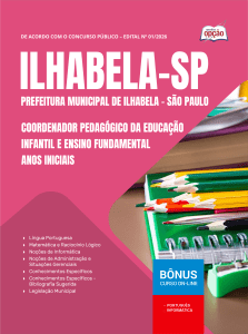 Apostila Prefeitura de Ilhabela - SP 2026 - Coordenador Pedagógico da Educação Infantil e Ensino Fundamental - Anos Iniciais
