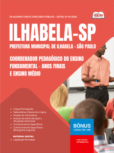 Apostila Prefeitura de Ilhabela - SP 2026 - Coordenador Pedagógico do Ensino Fundamental - Anos Finais e Ensino Médio