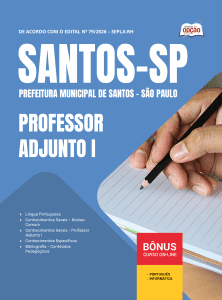 Apostila Prefeitura de Santos em PDF - SP 2026 - Professor Adjunto I