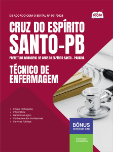Apostila Prefeitura de Cruz do Espírito Santo-PB 2026 - Técnico de Enfermagem