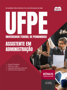 Apostila UFPE 2026 - Técnico Administrativo em Educação - Assistente em Administração
