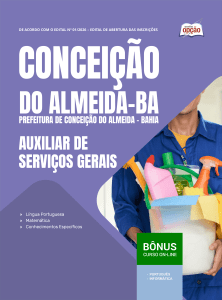 Apostila Prefeitura de Conceição do Almeida-BA 2026 - Auxiliar de Serviços Gerais