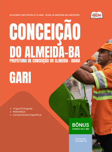 Apostila Prefeitura de Conceição do Almeida-BA 2026 - Gari
