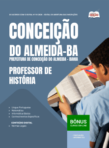 Apostila Prefeitura de Conceição do Almeida-BA 2026 - Professor de História
