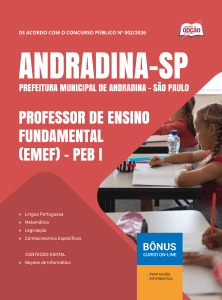 Apostila Prefeitura de Andradina-SP 2026 - Professor de Ensino Fundamental (EMEF) - PEB I