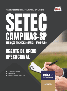 Apostila SETEC Campinas-SP 2026 em PDF - Agente de Apoio Operacional