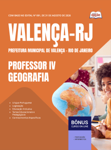 Apostila Prefeitura de Valença-RJ em PDF 2026 - Professor IV - Geografia