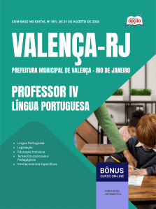Apostila Prefeitura de Valença-RJ em PDF 2026 - Professor IV - Língua Portuguesa
