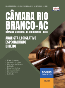 Apostila Câmara de Rio Branco-AC 2026 - Analista Legislativo - Especialidade Direito