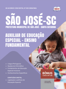 Apostila Prefeitura de São José-SC 2026 - Auxiliar de Educação Especial - Ensino Fundamental