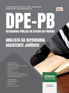 Apostila DPE-PB 2026 - Analista da Defensoria - Assistente Jurídico