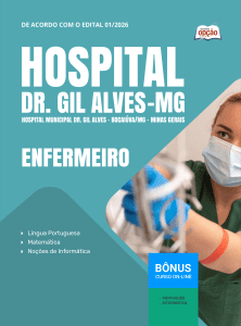 Apostila Hospital Municipal Dr. Gil Alves - Bocaiúva-MG em PDF 2026 - Enfermeiro