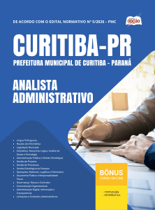 Apostila Prefeitura de Curitiba-PR 2026 - Analista Administrativo