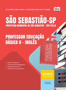 Apostila Prefeitura de São Sebastião-SP 2026 - Professor Educação Básica II - Inglês