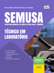Apostila SEMUSA Porto Velho-RO 2026 - Técnico em Laboratório