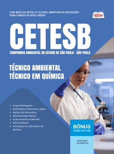 Apostila CETESB-SP 2026 - Técnico Ambiental - Formação: Técnico em Química