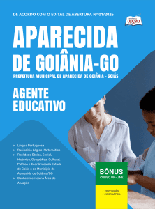 Apostila Prefeitura de Aparecida de Goiânia-GO 2026 - Agente Educativo