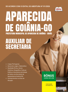 Apostila Prefeitura de Aparecida de Goiânia-GO 2026 - Auxiliar de Secretaria
