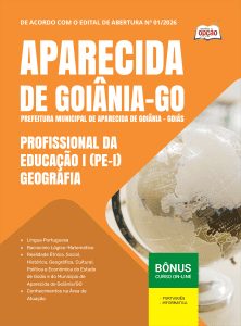 Apostila Prefeitura de Aparecida de Goiânia-GO 2026 - Profissional da Educação I (PE-I) - Geografia