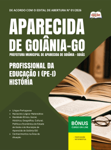 Apostila Prefeitura de Aparecida de Goiânia-GO 2026 - Profissional da Educação I (PE-I) - História