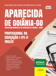 Apostila Prefeitura de Aparecida de Goiânia-GO 2026 - Profissional da Educação I (PE-I) - Inglês
