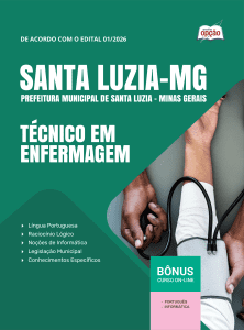 Apostila Prefeitura de Santa Luzia-MG 2026 - Técnico em Enfermagem