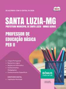 Apostila Prefeitura de Santa Luzia-MG 2026 - Professor de Educação Básica - PEB II