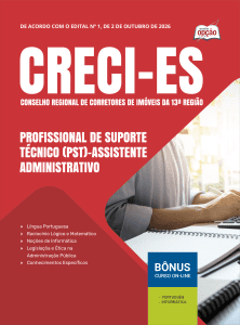 Apostila CRECI-ES 2026 - Profissional de Suporte Técnico (PST) - Assistente Administrativo