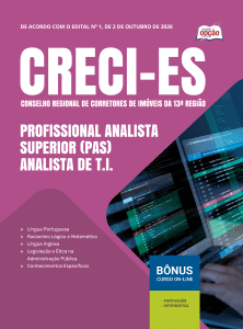 Apostila CRECI-ES 2026 - Profissional Analista Superior (PAS)- Analista de T.I.