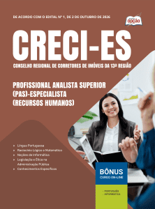 Apostila CRECI-ES 2026 - Profissional Analista Superior (PAS)-Especialista (Recursos Humanos)