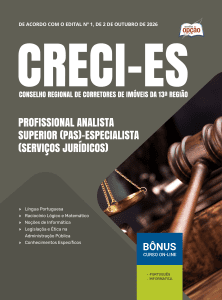 Apostila CRECI-ES 2026 - Profissional Analista Superior (PAS)-Especialista (Serviços Jurídicos)