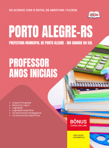 Apostila Prefeitura de Porto Alegre-RS 2026 - Professor - Anos Iniciais