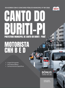 Apostila Prefeitura de Canto do Buriti-PI 2026 - Motorista CNH B e D