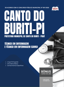 Apostila Prefeitura de Canto do Buriti-PI 2026 - Técnico em Enfermagem e Técnico em Enfermagem (SAMU)