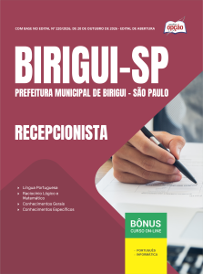 Apostila Prefeitura de Birigui-SP 2026 - Recepcionista