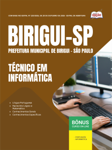 Apostila Prefeitura de Birigui-SP 2026 - Técnico em Informática