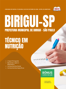 Apostila Prefeitura de Birigui-SP 2026 - Técnico em Nutrição