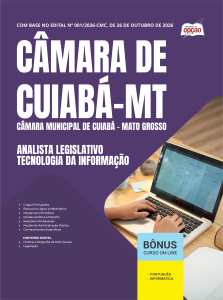Apostila Câmara de Cuiabá-MT 2026 - Analista Legislativo - Tecnologia da Informação
