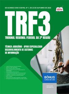 Apostila TRF3 2026 - Técnico Judiciário - Apoio Especializado - Especialidade: Desenvolvimento de Sistemas de Informação