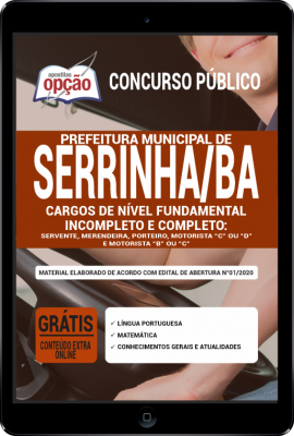 Apostila Prefeitura de Serrinha-BA PDF- Nível Fundamental Incompleto e Completo