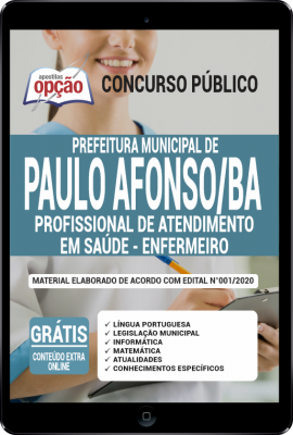 Apostila Prefeitura de Paulo Afonso - BA em PDF - Profissional de Atendimento em Saúde - Enfermeiro -