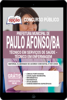 Apostila Prefeitura de Paulo Afonso - BA em PDF - Técnico em Serviços de Saúde - Técnico em Enfermagem -