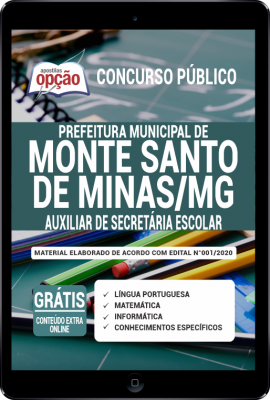 Apostila Prefeitura de Monte Santo de Minas - MG em PDF - Auxiliar de Secretária Escolar -