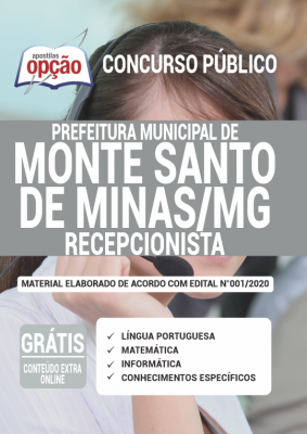 Apostila Prefeitura de Monte Santo de Minas - MG - Recepcionista