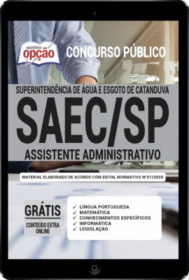 Apostila SAEC-SP em PDF - Assistente Administrativo -