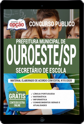 Apostila Prefeitura de Ouroeste - SP em PDF - Secretário de Escola -