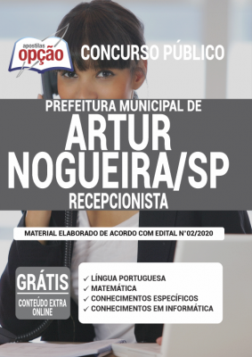 Apostila Prefeitura de Artur Nogueira - SP - Recepcionista