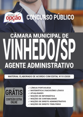 Apostila Câmara de Vinhedo - SP - Agente Administrativo
